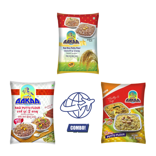 The Global Explorer Variety Box – Red, Ragi & Corn Puttu Flour | Aakaa Foods International Combo