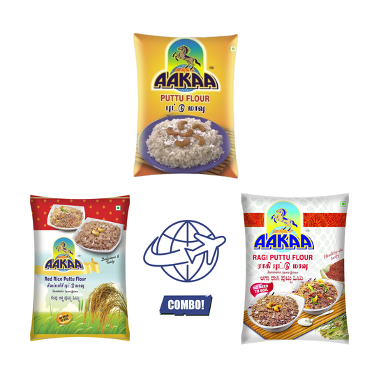 The Royal Malabar Premium Selection – White, Red & Ragi Puttu Flour | Aakaa Foods International Combo